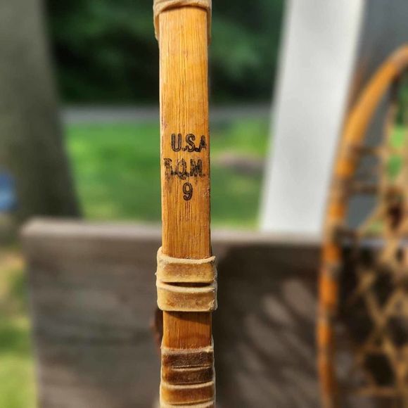 VINTAGE Military Snowshoes WWll RARE! Etched LUND US 1942 10x21 Rawhide & Wood - Picture 8 of 10